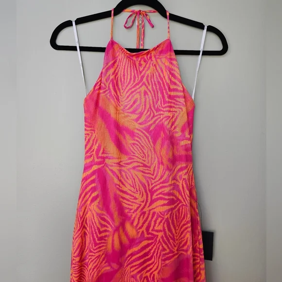 Lulus Camadi Hot Pink Animal Print Mesh Backless Midi Dress, Size XS - Picture 9 of 13